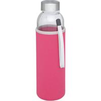 Glazen waterfles/drinkfles - softshell bescherm hoes roze - 500 ml - Sportfles - Bidon