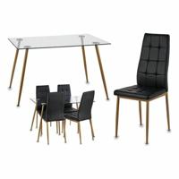 Tafel met vier stoelen Gift Decor 4 Bruin Zwart Transparant