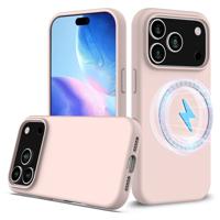 Lunso iPhone 17 Pro hoesje - Flexibel siliconen Backcover met MagSafe - Lichtroze