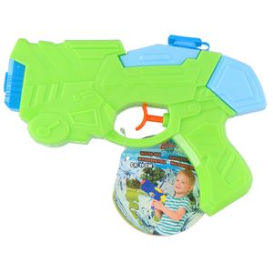 1x Waterpistool/waterpistolen groen 19 cm multikleuren met 30 ml watertank   -