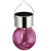 Sunnydays Solar sfeer hanglamp - tuin - lampenbol - roze - glas - 9 cm
