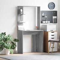 Bureau met plank Grijs sonoma 78.5 x 37 x 154.5 cm Bewerkt hout