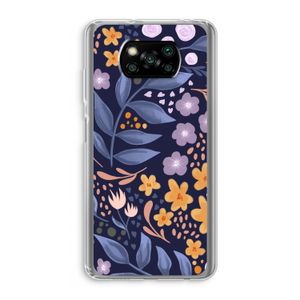 Flowers with blue leaves: Xiaomi Poco X3 NFC Transparant Hoesje
