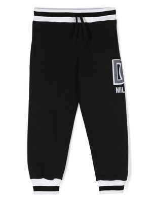 Dolce & Gabbana Kids pantalon de jogging en coton à patch logo - Noir