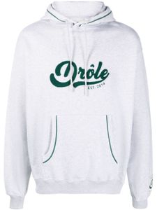 Drôle De Monsieur hoodie en coton à logo imprimé - Gris