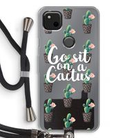 Cactus quote: Pixel 4a Transparant Hoesje met koord