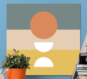Geometrische canvas schilderij 3 gestreept met cirkelvlag