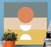 Geometrische canvas schilderij 3 gestreept met cirkelvlag