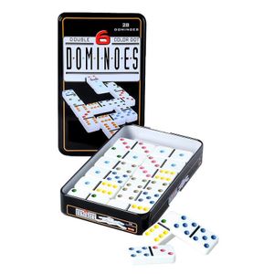 Domino spel dubbel/double 6 in blik 28x stenen   -