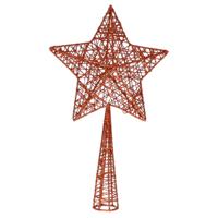 Cosy & Trendy Kerstboompiek - glitter - ster - koperkleurig - 28 cm - thumbnail
