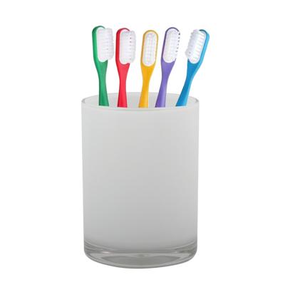 Home & Styling badkamer bekers - tandenborstelhouder - Troyes - kunststof - wit - 7 x 9 cm