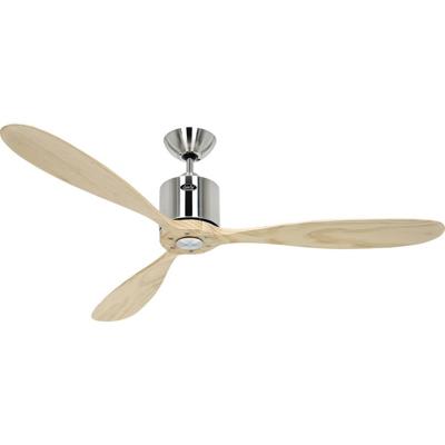 CasaFan AEROPLAN ECO 132 BN-NT Flügel Massivholz natur Plafondventilator Chroom (geborsteld) Met afstandsbediening, Timer, Met wintermodus