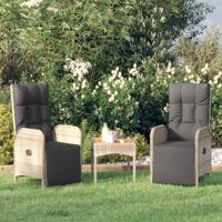 Tuinstoelen 2 st verstelbaar met tafel poly rattan grijs Tuinstoelen 2 st verstelbaar met tafel poly rattan grijs