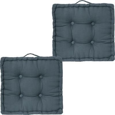 Atmosphera Vloerkussen Square - 2x - denim blauw - katoen - 38,5 x 38,5 x 8 cm - vierkant - Extra di