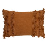 Dutch Decor - FARA - Sierkussen 40x60 cm - 100% katoen - met franjes - Tobacco Brown - bruin