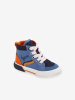 Mid-babysneakers met veters en rits blauw - thumbnail