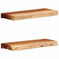 Wandschappen 2 st 40x20x3,5 cm massief acaciahout