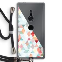Gekleurde driehoekjes pastel: Sony Xperia XZ2 Transparant Hoesje met koord