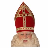 Fluweel/katoenen Sinterklaas mijter   - - thumbnail