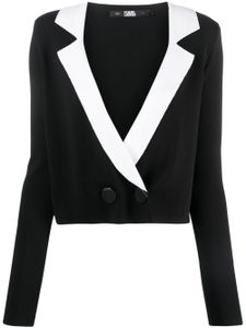 Karl Lagerfeld cardigan crop à revers crantés - Noir