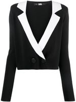 Karl Lagerfeld cardigan crop à revers crantés - Noir