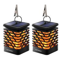 HOFTRONIC™ 2x Tuinlantaarn Solar Amelia met vlam effect zwart IP55 waterdicht
