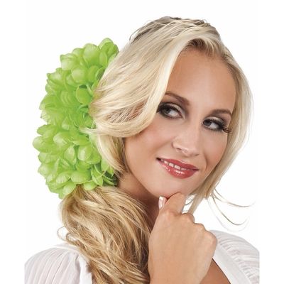 Haarbloem lime Dahlia met clip Haarbloem lime Dahlia met clip