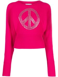 MOSCHINO JEANS pull crop à logo strassé - Rose