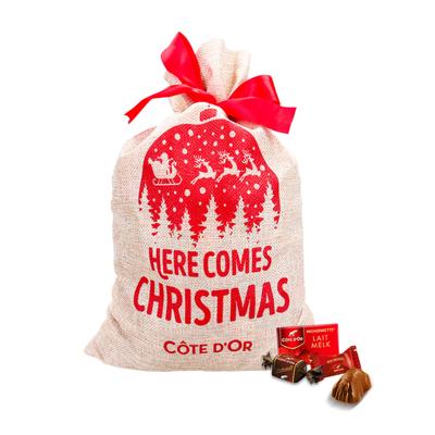 Côte d'Or chocolade kerstcadeau in jute zak - Best of Côte d'Or Mix