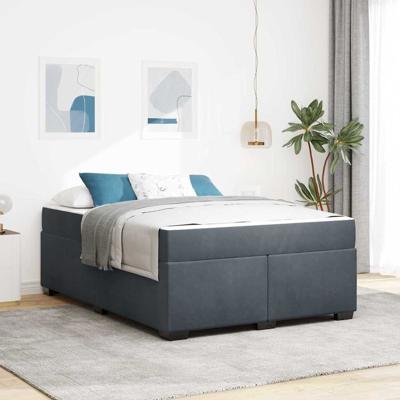 Bedframe met matras met matras Donkergrijs 160 x 200 cm Fluweel
