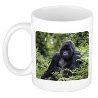 Dieren foto mok gorilla - gorilla apen beker wit 300 ml - thumbnail