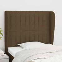 Hoofdbord met randen 83x23x118/128 cm stof donkerbruin