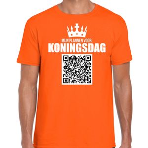 QR code mijn plannen voor Koningsdag feest t-shirt heren zwart - Koningsdag shirts