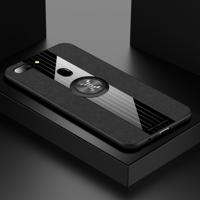 Voor OPPO R11S XINLI stiksels doek Textue schokbestendig TPU beschermhoes met ring houder (zwart)