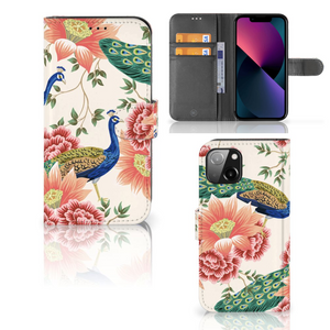 Telefoonhoesje met Pasjes voor Apple iPhone 13 Pink Peacock