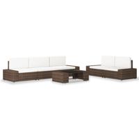 6-delige Loungeset poly rattan bruin