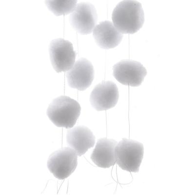 Decoris Sneeuwballen slinger - 8x - wit - 180 cm - sneeuwversiering - Kerstmis decoratie