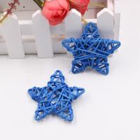 10 stuks 6cm kunstmatige stro bal DIY decoratie rotan sterren Christmas decor Home ornament Supplies (blauw)