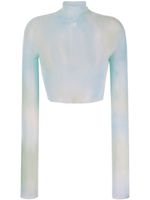 Off-White haut crop tie-dye à logo imprimé - Bleu - thumbnail