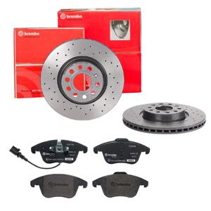 Remmenset, remschijf BREMBO, Remschijftype: Geperforeerd / Geventileerd, Inbouwplaats: Vooras, u.a. für Seat, VW, Audi