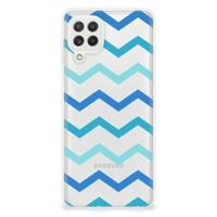 Samsung Galaxy A22 4G | M22 | TPU bumper | Zigzag Blauw Samsung Galaxy A22 4G | M22 | TPU bumper | Zigzag Blauw