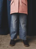 Onverwoestbare wijde jeans voor meisjes middenblauw