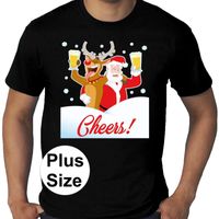 Grote maten fout Kerst shirt Dronken kerstman zwart heren - thumbnail