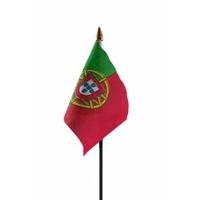 Portugal - mini vlaggetje van 10 x 15 cm op stokje - Landen vlag - H27 cm