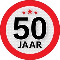 10x 50 jaar leeftijd sticker - rond - dia 9 cm - 50 jaar verjaardag/jubileum/leeftijd versiering