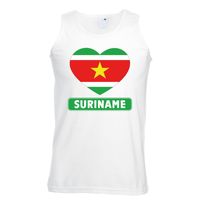 Suriname hart vlag mouwloos shirt wit heren 2XL  -