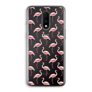Flamingoprint groen: OnePlus 7 Transparant Hoesje