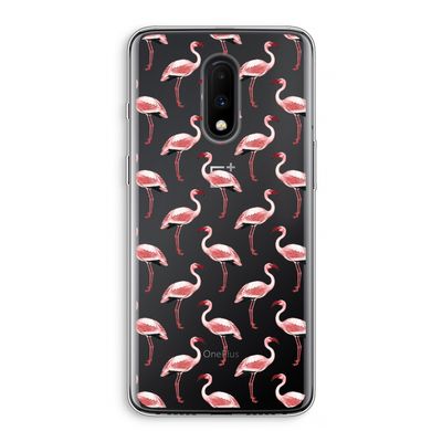 Flamingoprint groen: OnePlus 7 Transparant Hoesje