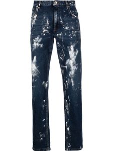 Roberto Cavalli jean slim à effet taches de peinture - Bleu