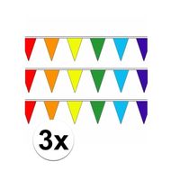 3x Versiering regenboog vlaggenlijn 5 meter